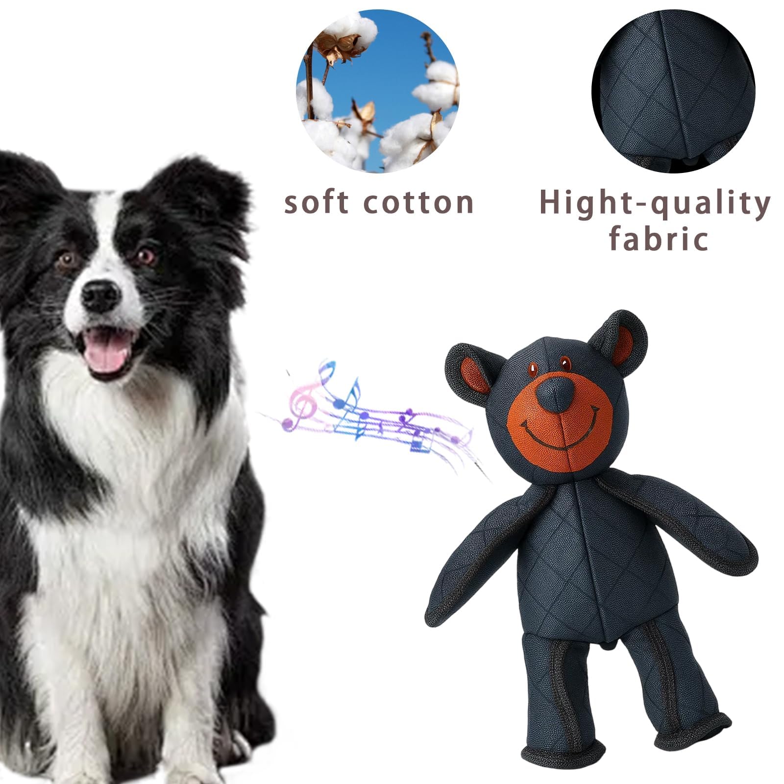 2025 New Bear for Heavy Chewers Interactive Indestructible Bear Dog Toy for Large Dogs,Pet Toy for Aggressive Chewers to Keep Them Busy,for Small Medium Dogs Squeaky Toys Plush Puppy Toy (Black-1 Pc) - Image 3