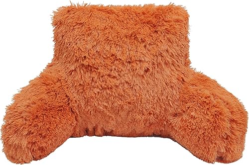 Miniatura 9 de Almohada de felpa esponjosa de piel sintética lanuda necesaria para armar el respaldo de lectura, almohada de descanso en la cama con brazos para
