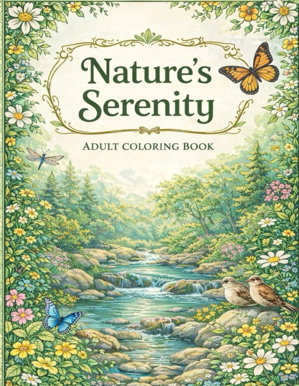 Nature’s Serenity: Adult Coloring Book: Relaxing Forests, Wildlife, and Wildflowers for Mindful Coloring