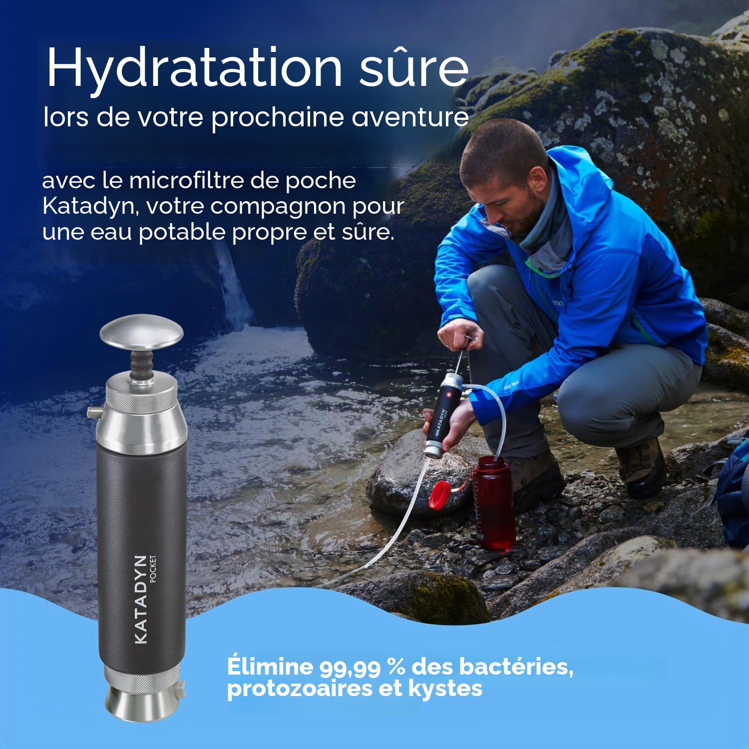 Katadyn Filtre à Eau de Poche, Durable pour Le Camping, la randonnée ou la préparation d'urgence