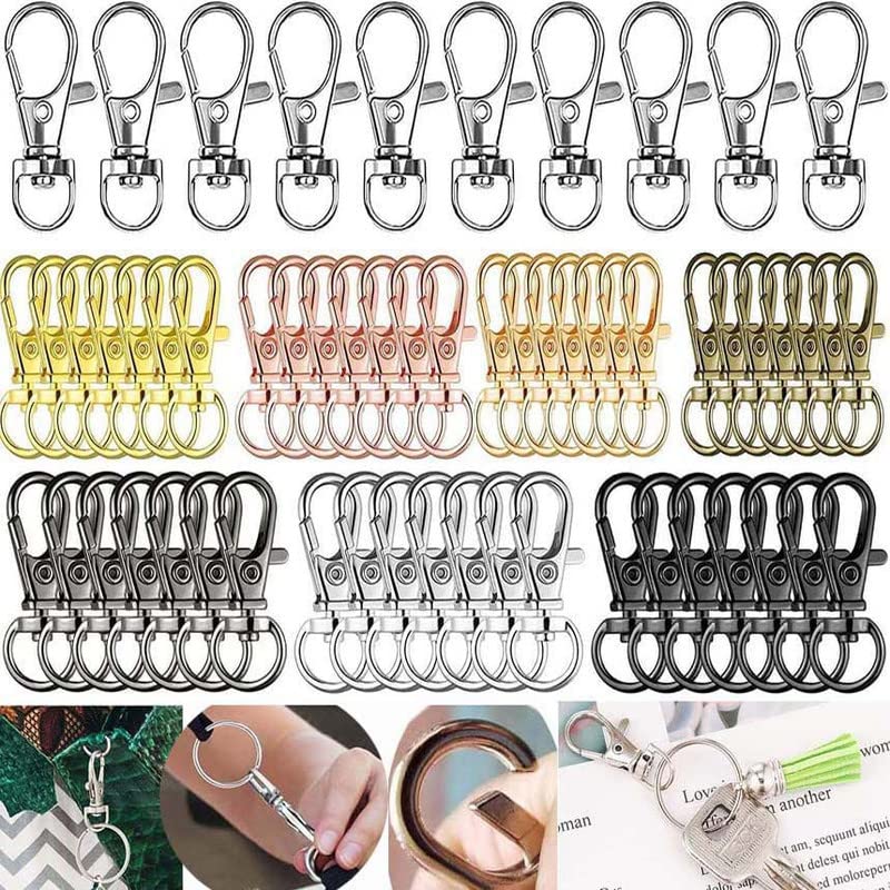 DIY Crafts 45 Sets, Chrome Silver, Key Chain Clip Hooks, Swivel Clasps Lanyard Snap Hook, Keychain Hooks for Lanyard Key Rings C (45 Sets, Chrome Silver)