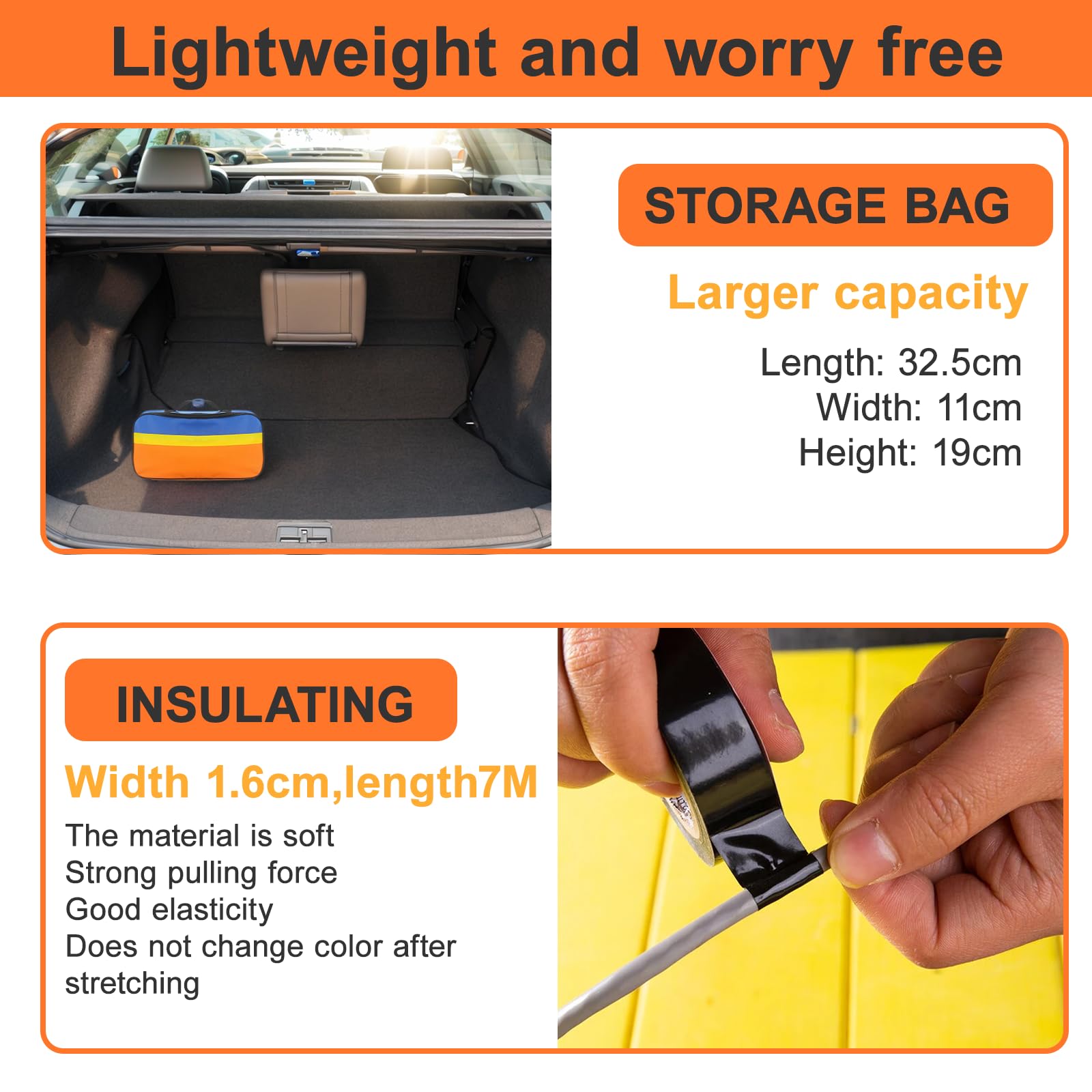 Kits d'urgence 14 en 1 pour Voiture,Contient Un Triangle De Signalisation/Un Marteau d'urgence/Un ImperméAble/Un Lampe De Poche, Etc. - Essentiels pour La SéCurité Automobile