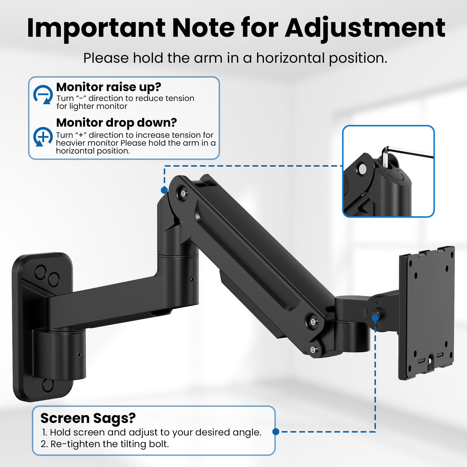 IMtKotW monitor muurbeugel 2 monitoren voor 17-32 inch platte & gebogen schermen, 9kg/arm