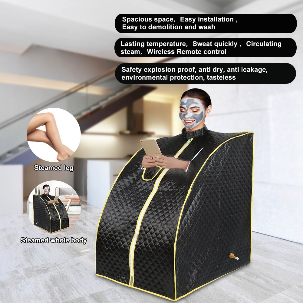 Sauna portátil con mando a distancia, cabina térmica E-75 x 35 x 25 cm negro