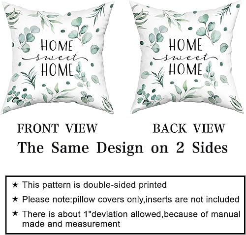 Miniatura 5 de Giwawa Home Sweet Home - Juego de 2 fundas de almohada de hojas verdes de 18 x 18 pulgadas, funda de cojín para decoración de sofá y silla de