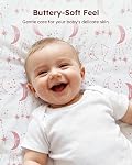 Unnivoll Baby Crib Sheets for Boys Girls, Fitted Crib Sheet Neutral 3 Pack for Standard Crib and Toddler Mattress, Breathable Soft Microfiber Baby Sheet 28x52x8in Pink White Moon