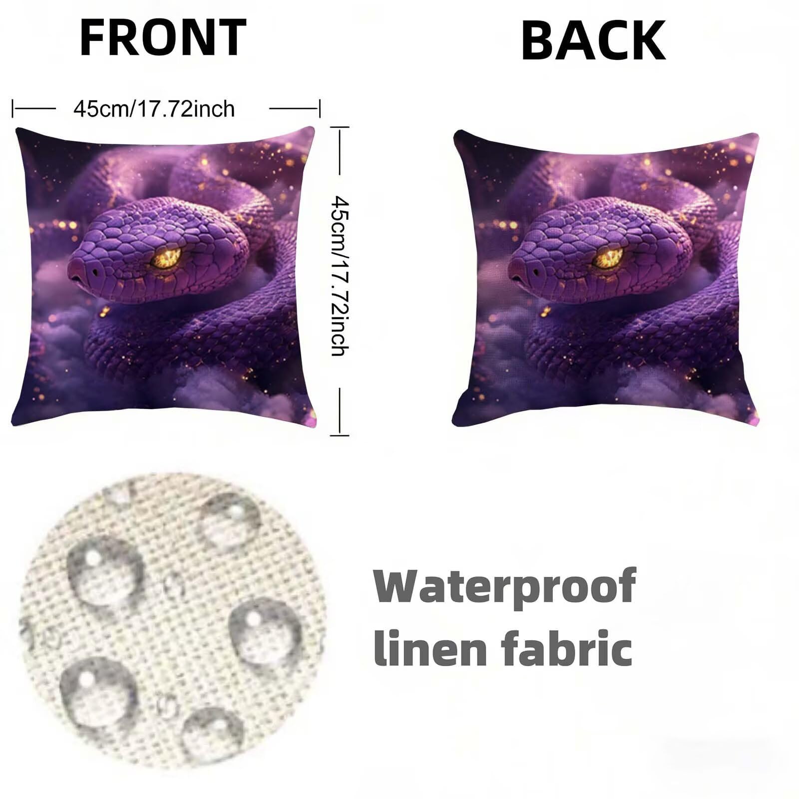 Viola Federe Cuscini Divano 80x80cm Animale Set di 2,Copricuscino Impermeabile Federe Lino con Cerniera Invisibile Stampa Fronte-Retro,Comfort Traspiranti Copricuscini Primavera Home Decoration W-1326
