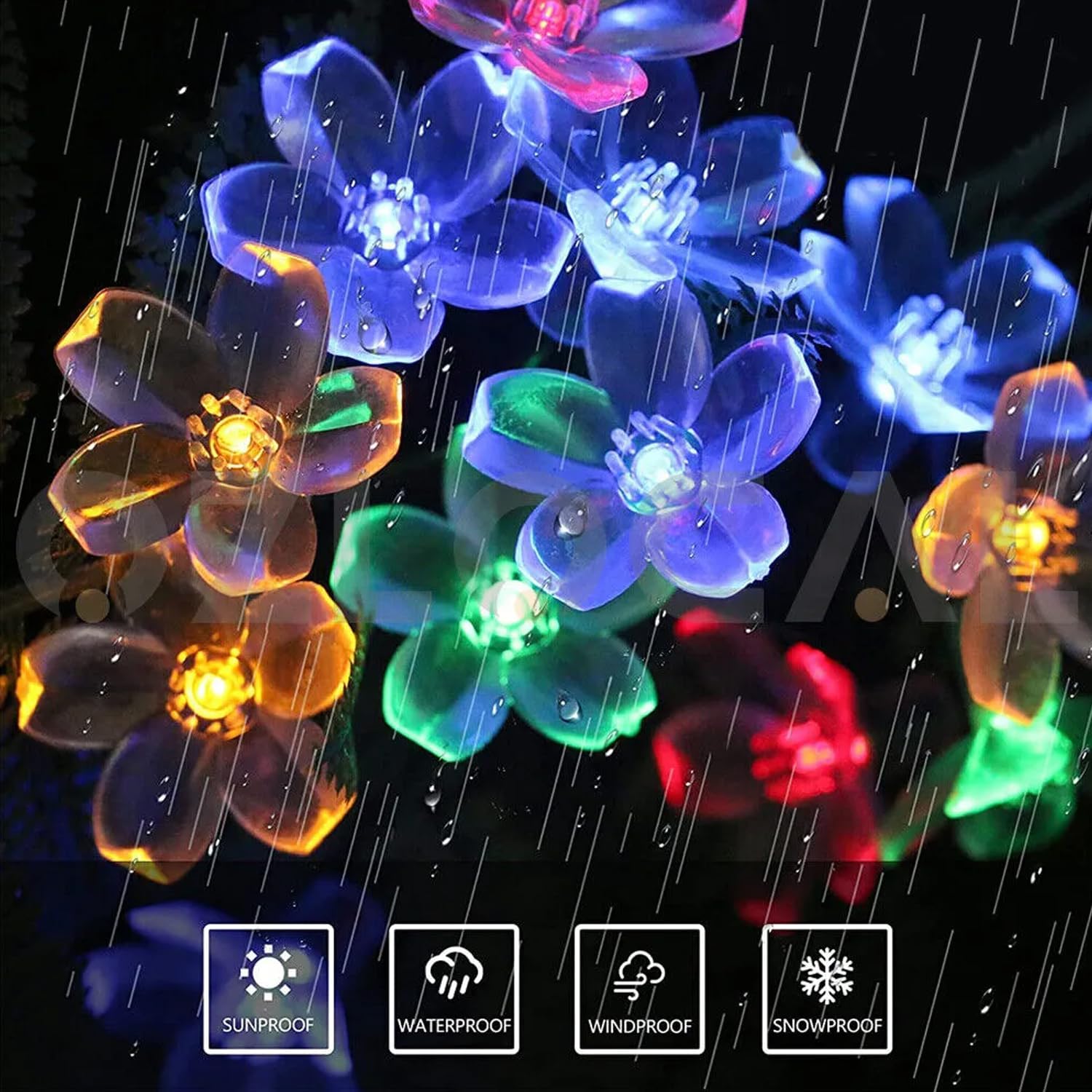 Party Propz Silicon Flower Lights | Set of 1 Pc (4 Meters) - Diwali Light for Room Decoration | Navarti Light Decoration Items | Wall Decorative Light | Wall Decorative Light (Acrylic)