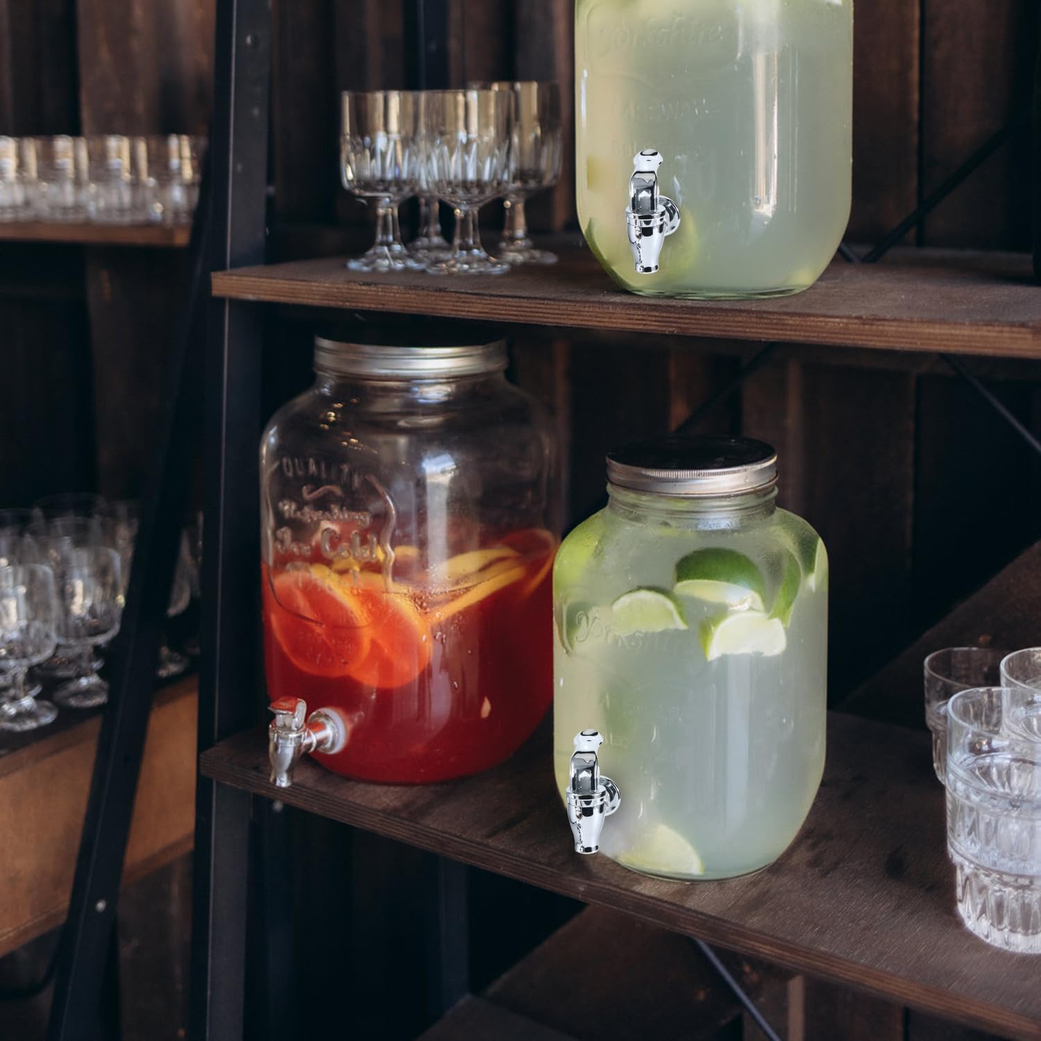 Set di 4 rubinetti per dispenser di bevande, in argento e con erogatore di acqua di ricambio per bevande fredde e calde, per caffè e succo