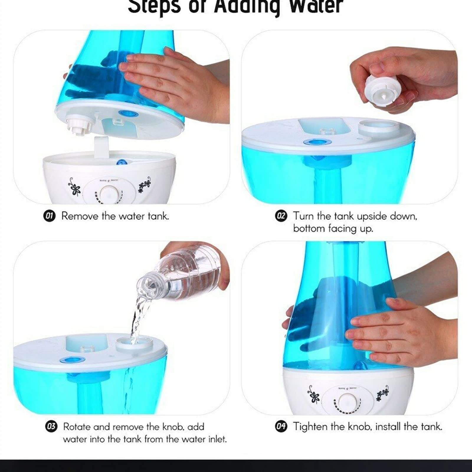 Nawilżacz 3000ML ultradźwiękowy nawilżacz powietrza podwójne rozpylacze mgła Mist Maker dyfuzor olejków eterycznych 7 kolorów LED zapachowy aromaterapia(Blue)