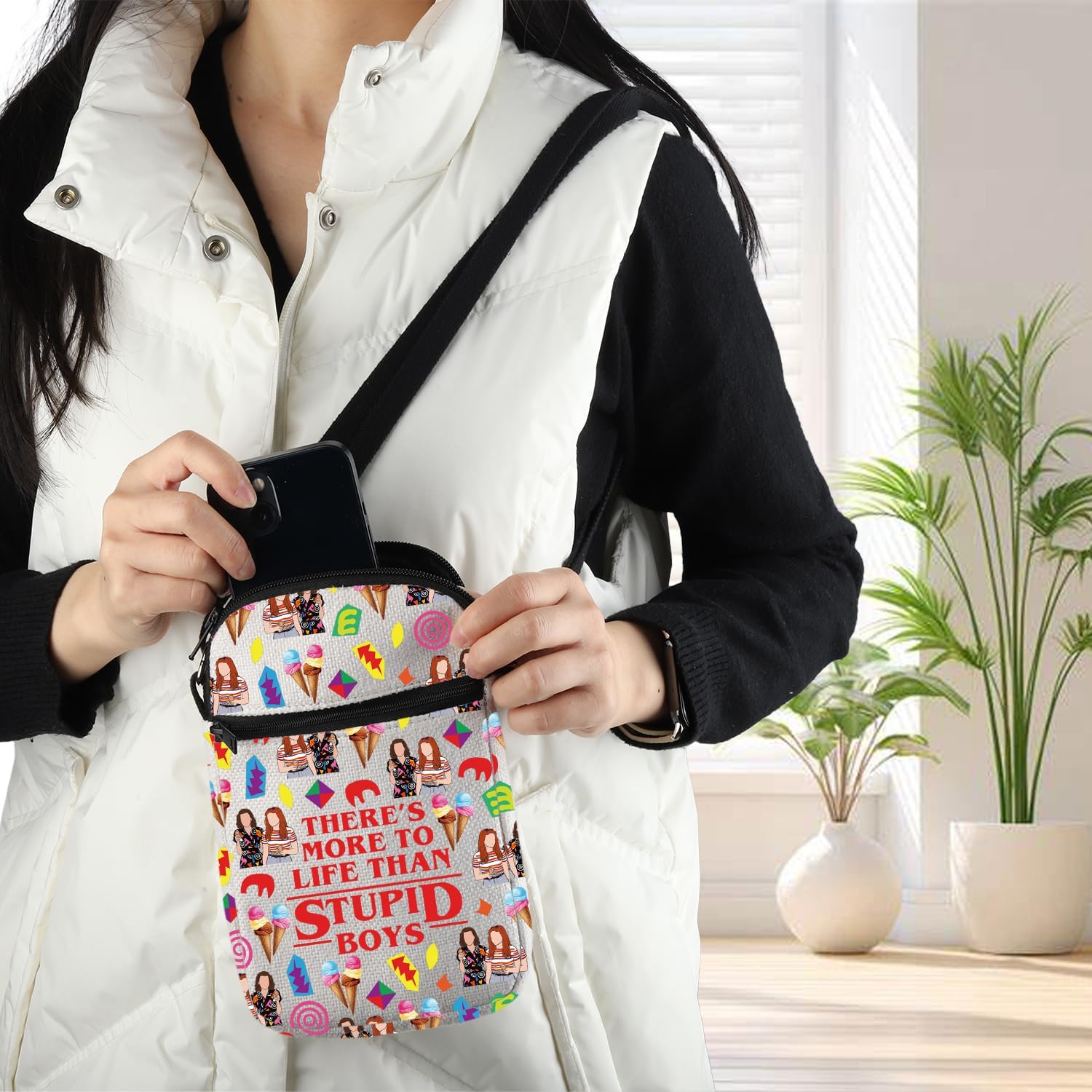 BDPWSS Scary Movie Crossbody Bag There's More To Life Than Stupid Boys Friends TV Merchandise Gift Scary Movie Fan Gift