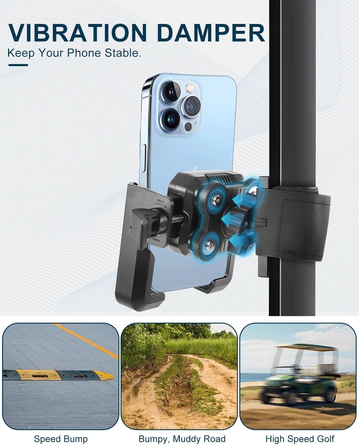 Golf Cart Phone Holder Mount Magnetic with Vibration Dampener Anti Shake, Golf Cart Phone Caddy Compatible with iPhone/Galaxy/Google Pixel/Motorola Fit EZGO/Club Car/Yamaha/ICON/Zone - Image 2