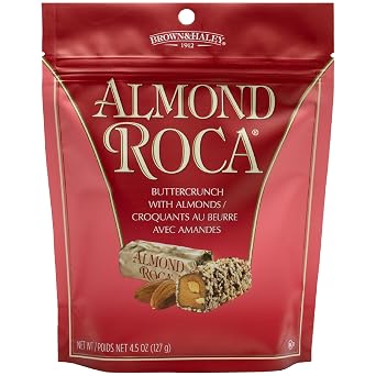 Almond Roca Pack of 1-4.5oz Individually Wrapped Chocolate Candy - Classic Buttercrunch Toffee with Almonds - Gluten Free, Kosher, Chocolate