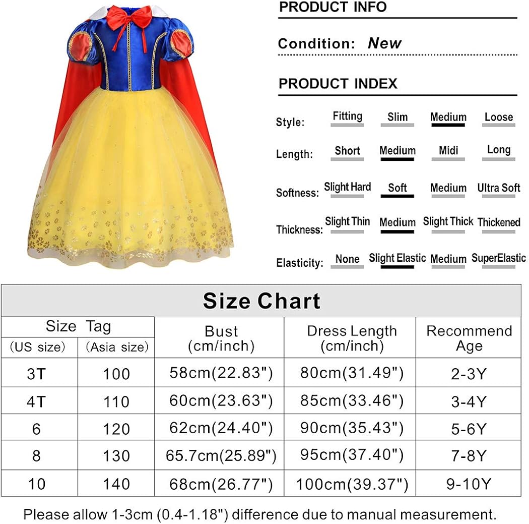 Jurebecia Princess Dress Up for Girls Princess Costume Birthday