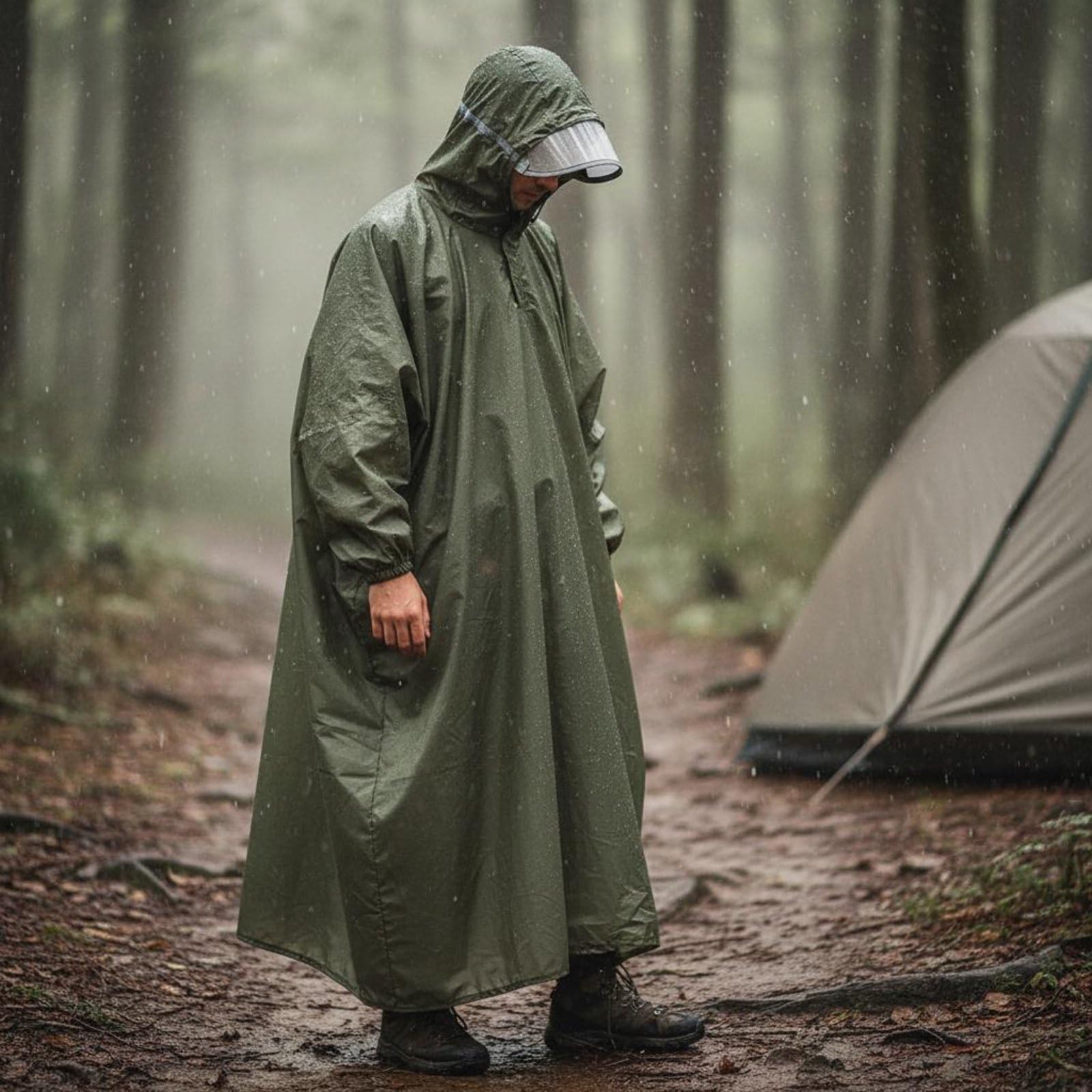 Poncho Randonnée Compact Imperméable Sac à Dos Double Usage Poncho Léger pour Randonneurs, Alpinistes, Pêche