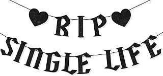 VILIFEVER Pre-Strung Rip Single Life Banner Gothic Bachelorette Party Decorations, Black Glitter Halloween Bridal Shower Engagement Wedding Photo Backdrop Party Supplies