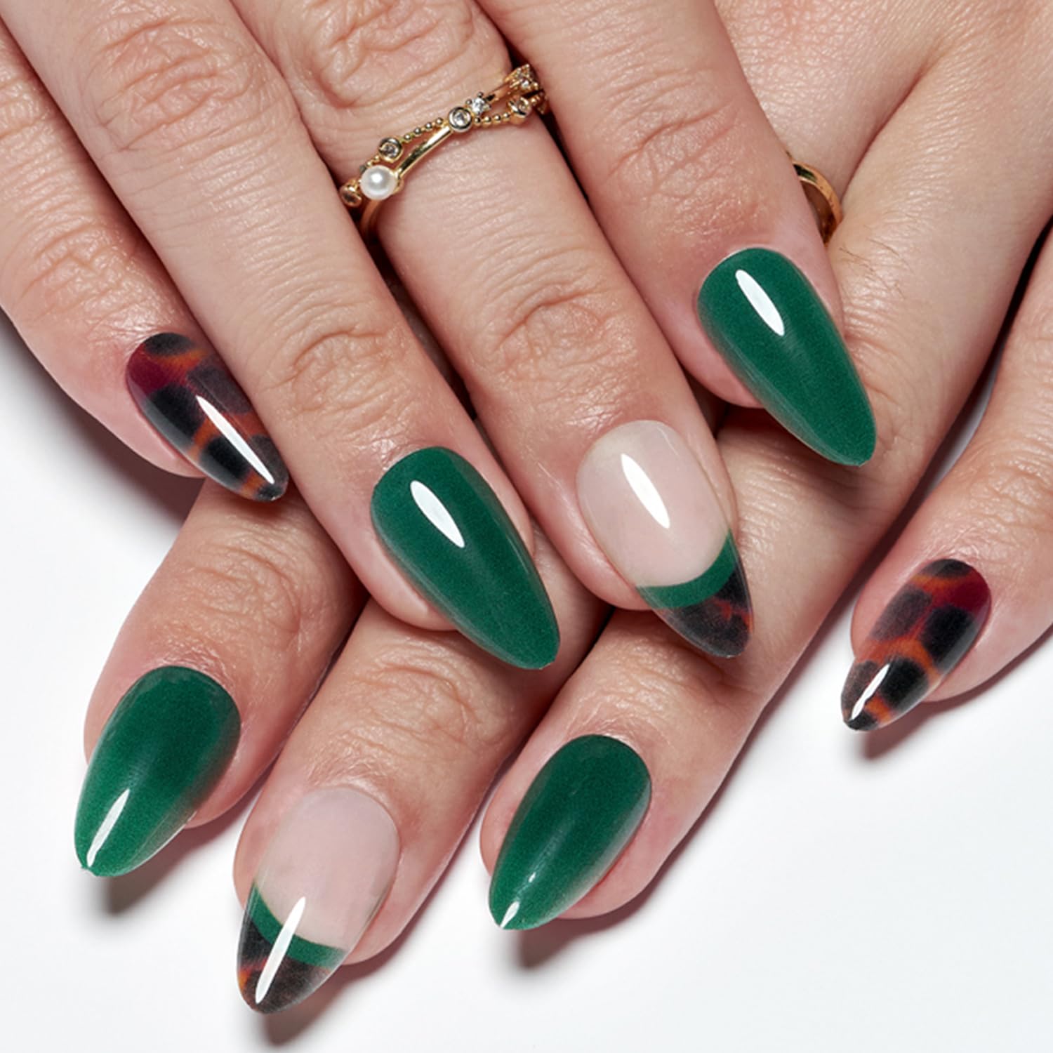 GLAMERMAID Amber Nude French Tip Press on Nails - Reusable