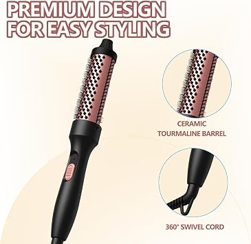 Ionic Thermal Round Heated Hot Brush - 38mm/1.7 Inch Barrels, 5 Temperature Settings, Natural Curls & Shinier Hair, Dual Voltage, UK Plug, Professional Hair Styler