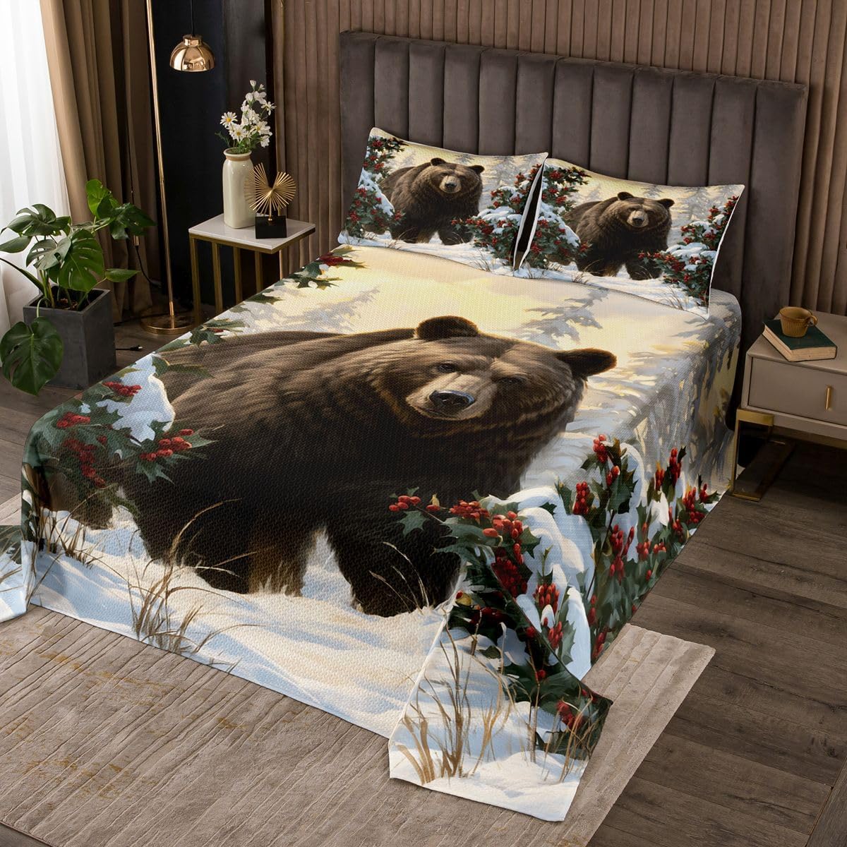 Feelyou Bear Bedspread 3 Pieces King Size