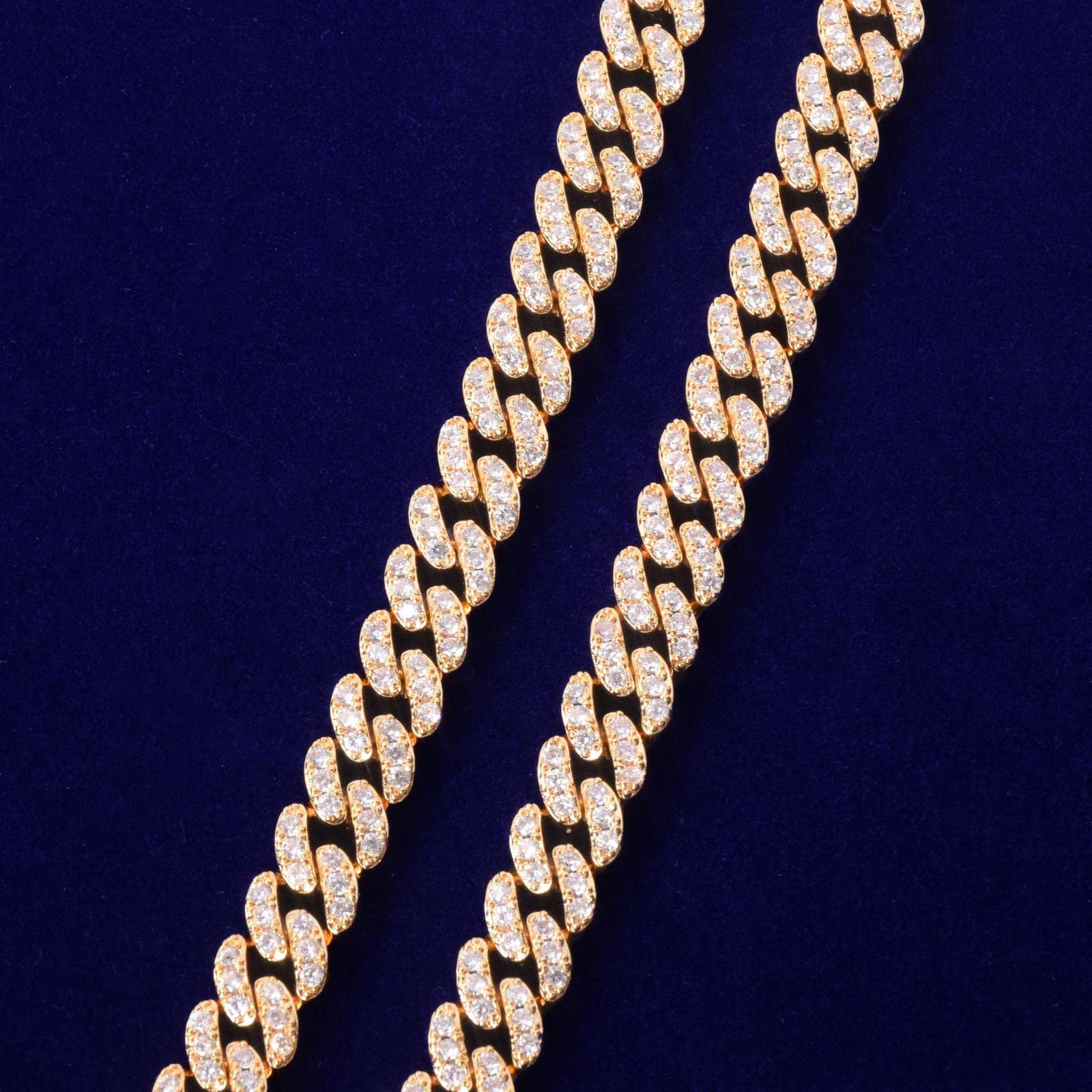 zxcs 10mm Gold Miami Cuban Link Collana Collana Zircon Charm Uomo Hip Hop Hop Jewelry Donne Gioielli-Silver Color,20inch