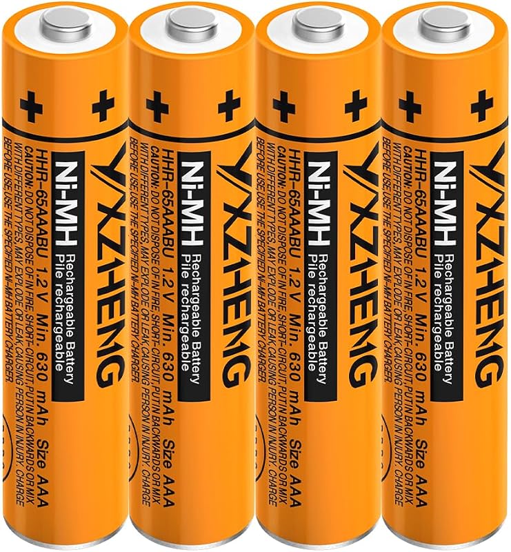 HHR-65AAABU 4 pilas AAA 1,2 V NI-MH recargable 630 mAh compatible con teléfono inalámbrico Panasonic