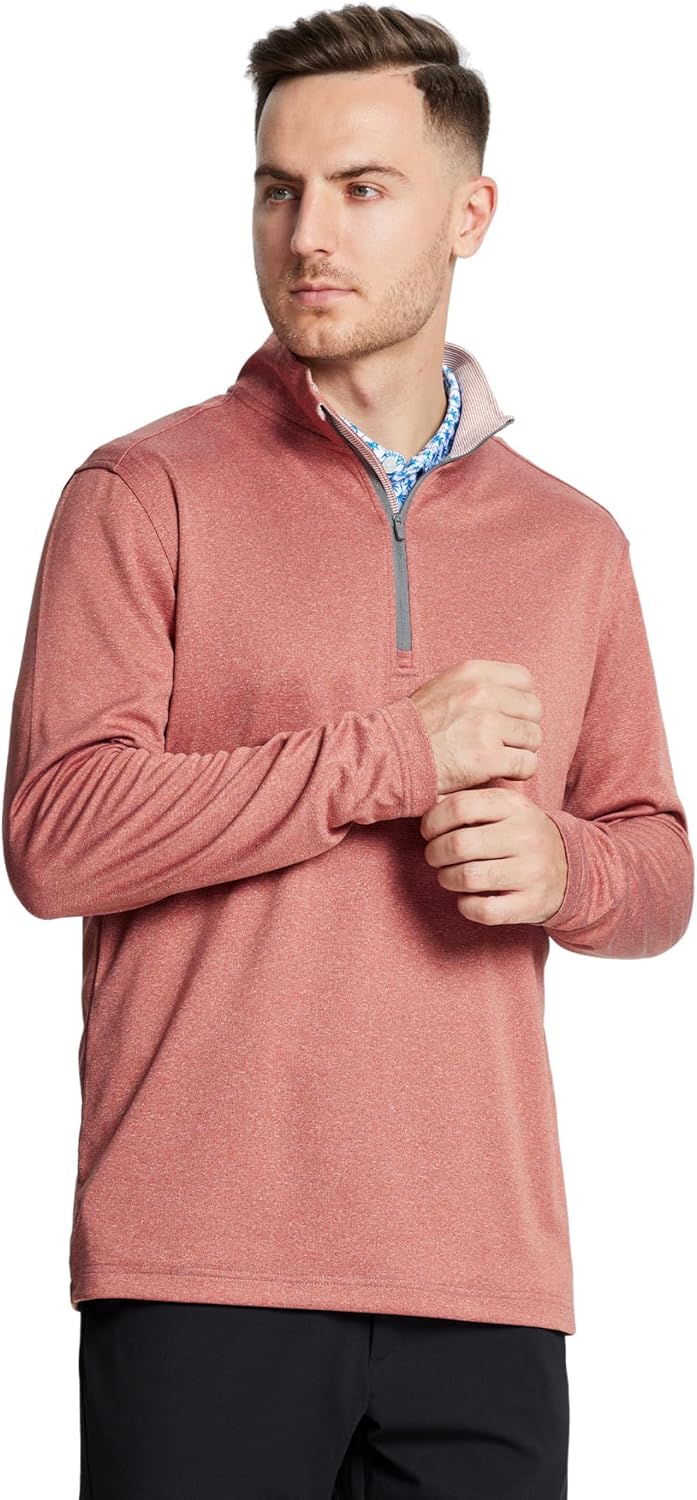 MICHEL ROUEN Quarter Zip Pullover Men Long Sleeve Dry Fit Moisture Wicking 1/4 Zip Pullover Mens Mock Neck Heather Sweatshirt - Image 2