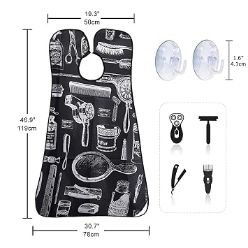 Showvigor Beard Bib for Men, Shaving Hair Catcher Apron with 2 Suction Cups