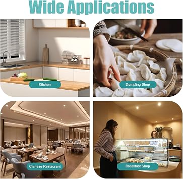 Commercial Dumpling Skin Maker Machine, 110V Automatic Dumpling Wrapper Machine w/3.15in Mold, 50-60 Pieces/Min, Dumpling Wrappers Maker for Home Commercial, Blue & Silver