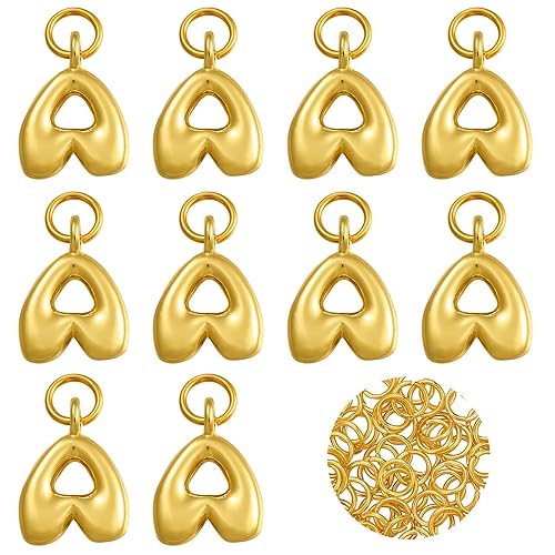 COGCHARGER A-Z Bubble Letter Charms 18K Gold Filled Charms for Jewelry Making Gold Initial Alphabet Charms Pendants for Women Men Necklace Choker Bracelet Making