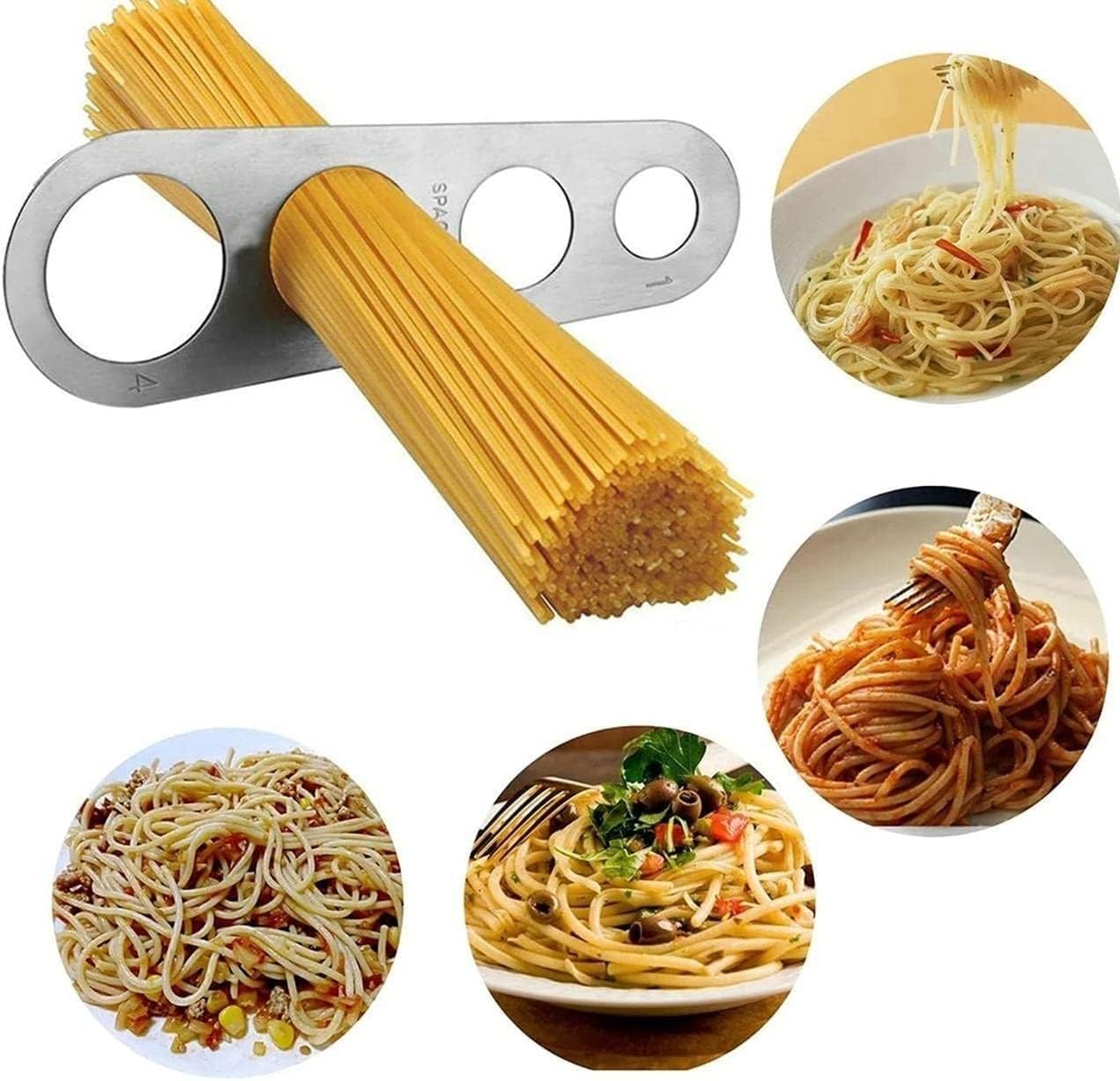 Pack of 2 Stainless Steel Spaghetti Pasta Measuring Tool with 4 Serving Portion to Properly Measure Spaghetti- Salesdude Kitchen Gadgets, Silver, 7-1/4 inches, c-30 image 4