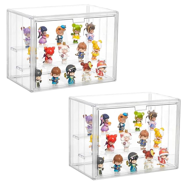 2Pcs Vitrina de acrílico Transparente Caja de exhibición Cubo de Almacenamiento para coleccionables