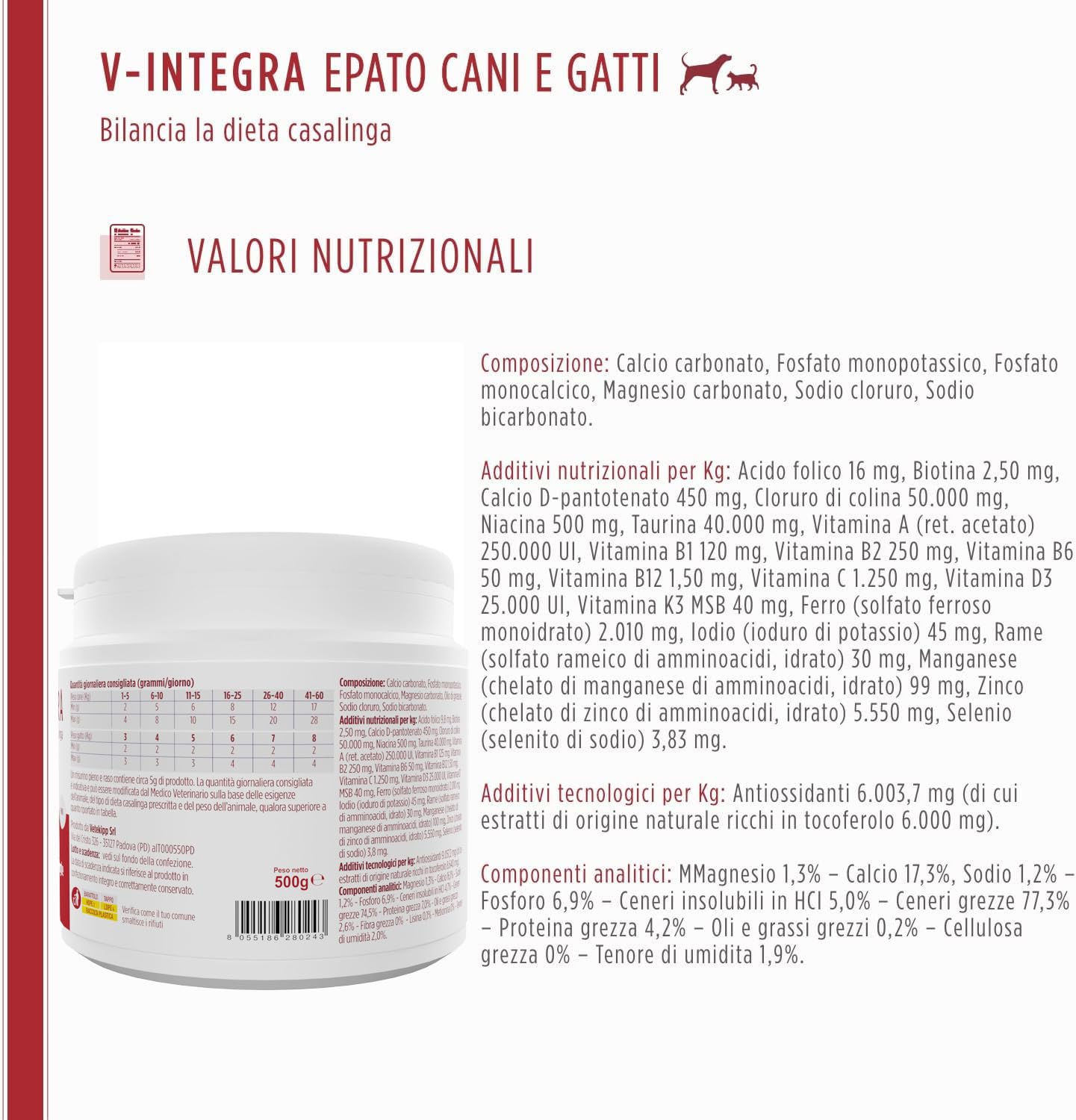 Hepato 500 g, suplement witaminowo-mineralny do równoważenia diety Gospodynie domowe dla psów i kotów, wymagające ograniczenia miedzi, multiwitaminy dla psów i kotów, wyprodukowano we