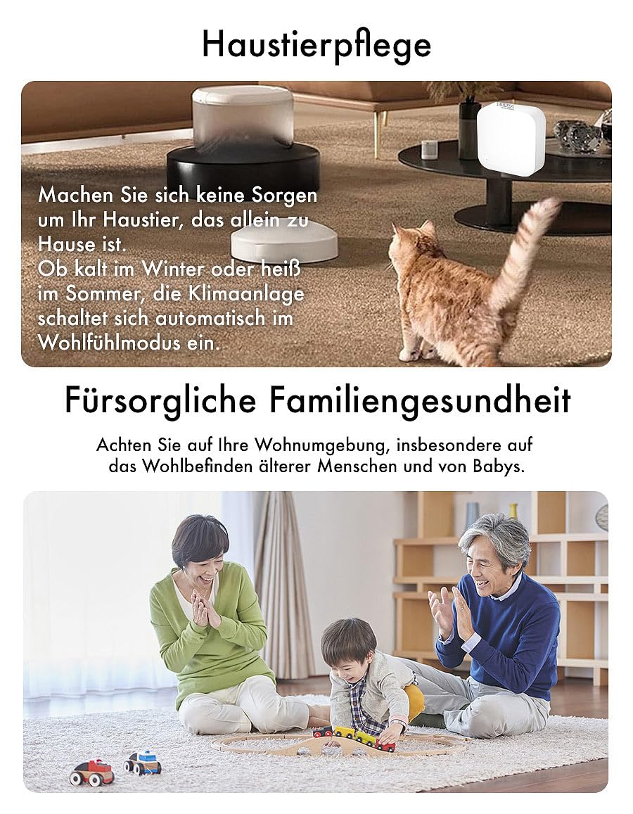 Luminea Home Control Hygrometer: 9er-Set Temperatur- & Feuchtigkeitssensoren, WLAN-Gateway, App, IP65 (Max-Min-Gewächshaus-Thermometer, Luftfeuchtigkeitsmessgeräte, Toilette)