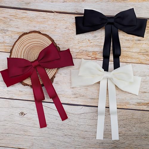 Miniatura 7 de 3 lazos de satén sedoso para el cabello, pasadores para el cabello, pinzas de metal para el cabello, pasadores franceses, accesorios para el