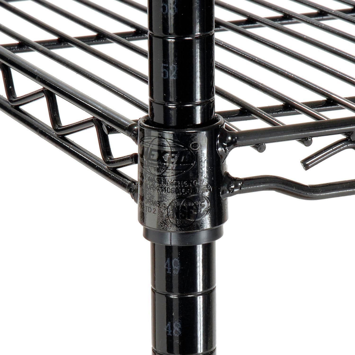 Nexel 24" x 30" x 74", 4 Tier Adjustable Wire Shelving Unit, NSF Listed Commercial Storage Rack, Black Epoxy Finish, Leveling feet