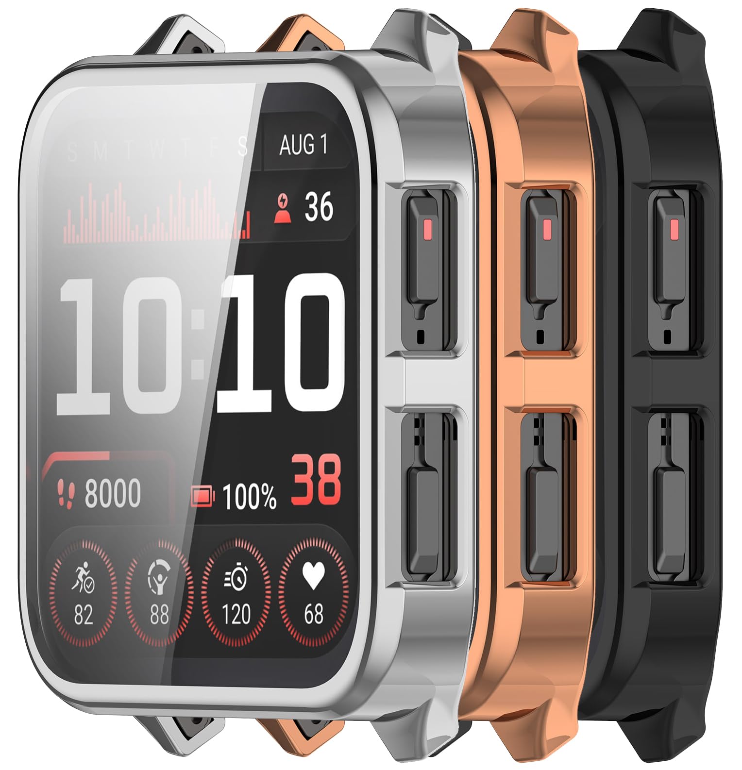 Venu X1 Screen Protector Compatible with Garmin Venu X1 Smartwatch Accessories Screen Protector Watch Case Soft TPU Full Protection 3Pack (Black,Silver,Rose Gold)