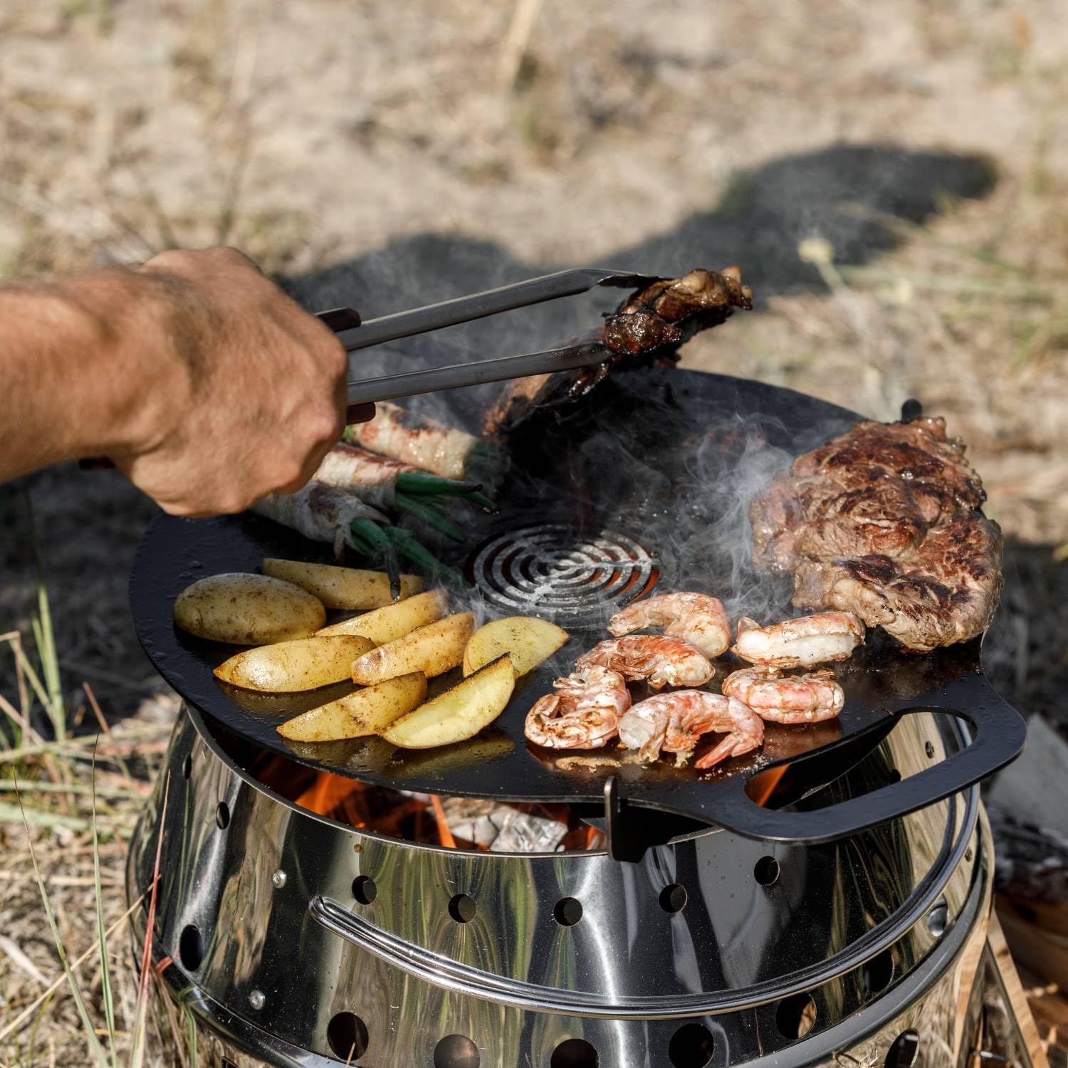 Petromax Atago Griddle Insert, for Atago Camp Grill, Direct Flame with Grill Marks, Outdoor Campsite Cooking a la Plancha