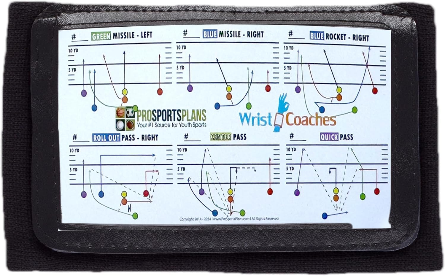 Football Play Wristbands - Youth Quarterback Gear - Wristband Playbook - Softball Wristbands for Signs (Balck, Single)