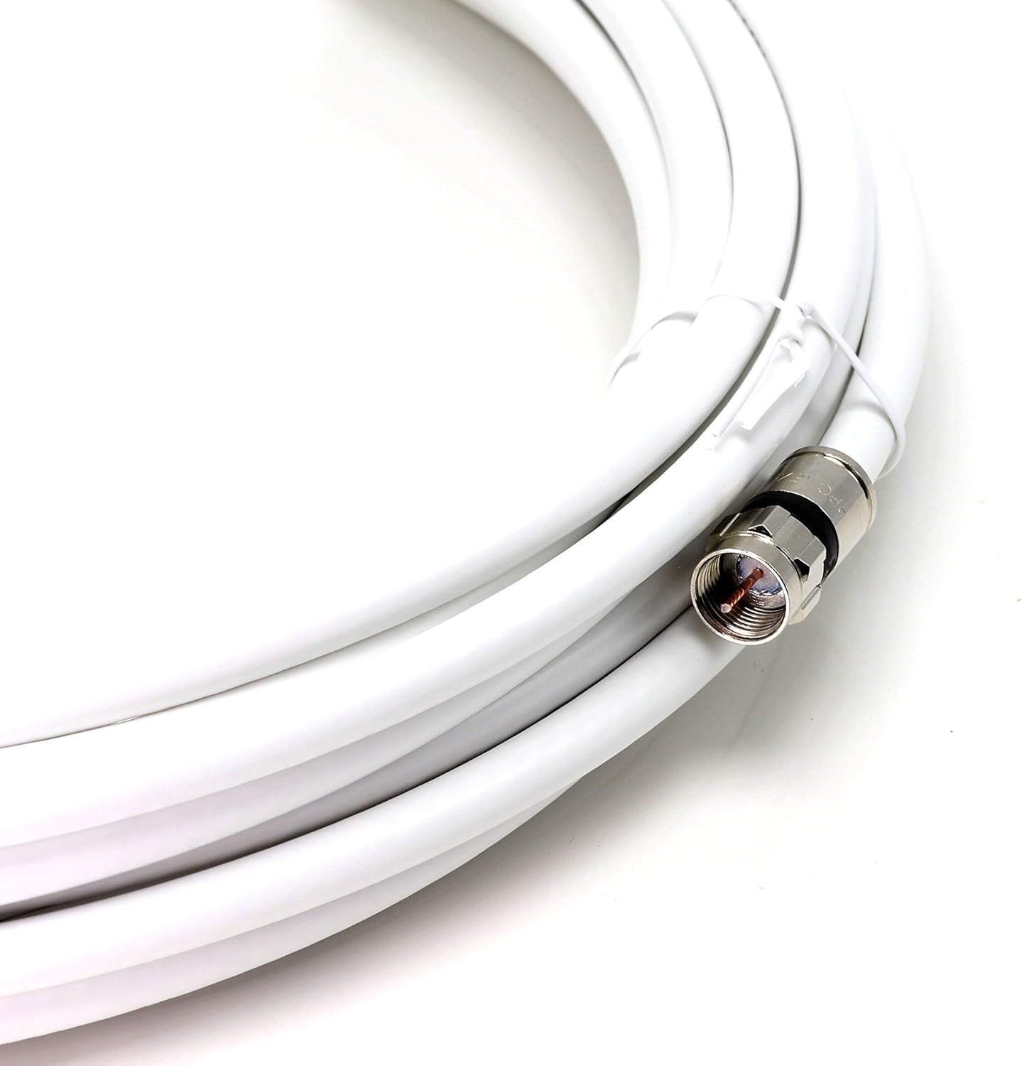 100' Feet, White RG6 Coaxial Cable (Coax Cable) with Connectors, F81 / RF, Digital Coax - AV, Cable TV, Antenna, and Satellite, CL2 Rated, 100 Foot: Electronics