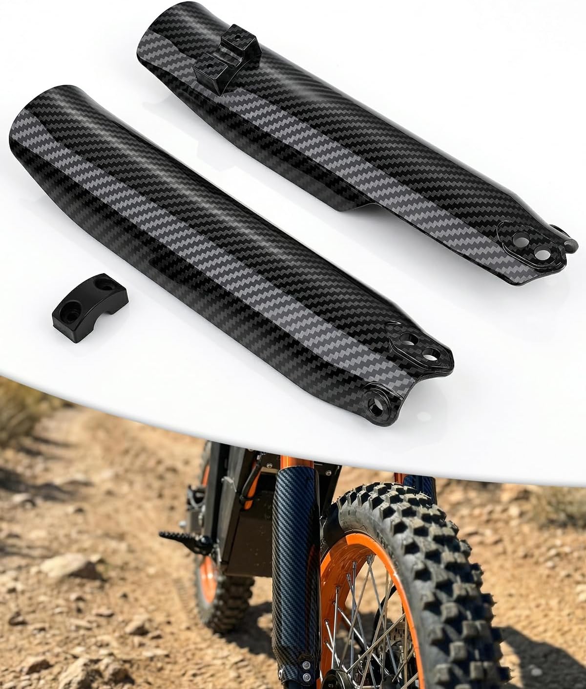 E Dirt Bike Front Fork Wraps for Tutti Soleil01, Simulated Carbon Fiber, Fork Cover Boots Shock Guard for Tuttio Soleil 01