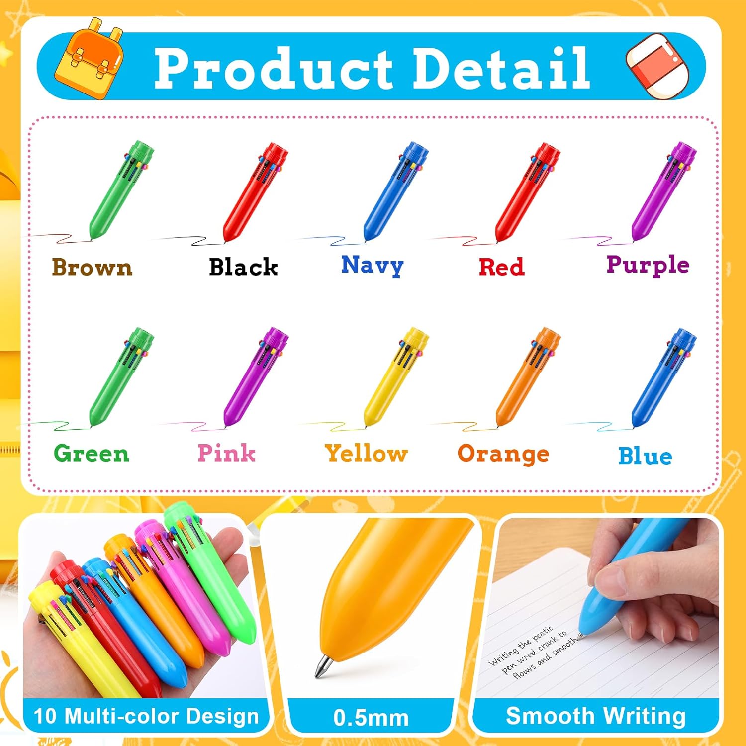 Epakh 48 Set End of Year Student Gifts Bulk 10 in 1 Multicolor Retractable Ballpoint Pens with Gift Cards for Students Classroom School Graduation Party Favors Teacher Appreciation Supplies