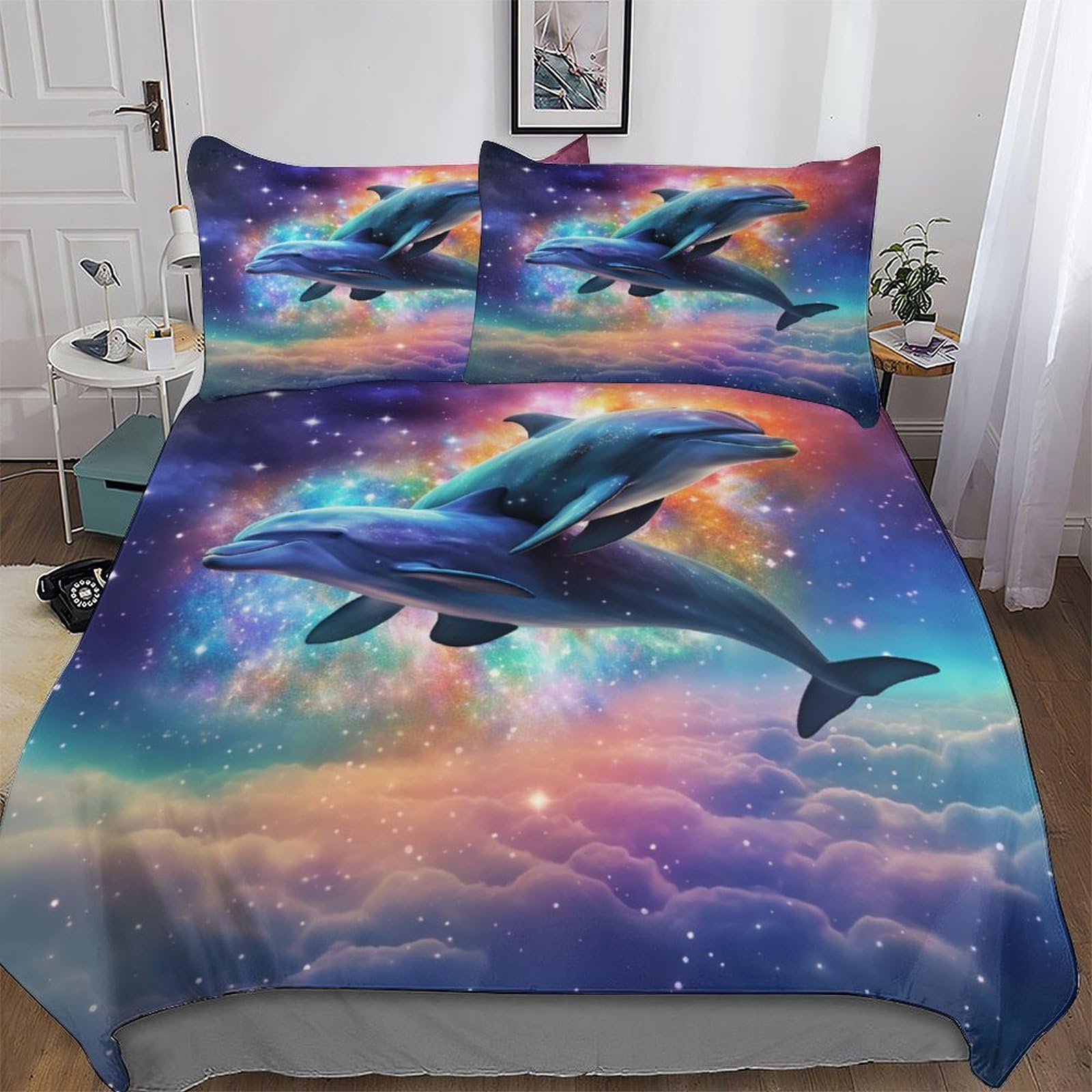 Housse couette en microfibre dauphin douce et résistante pour les nuits