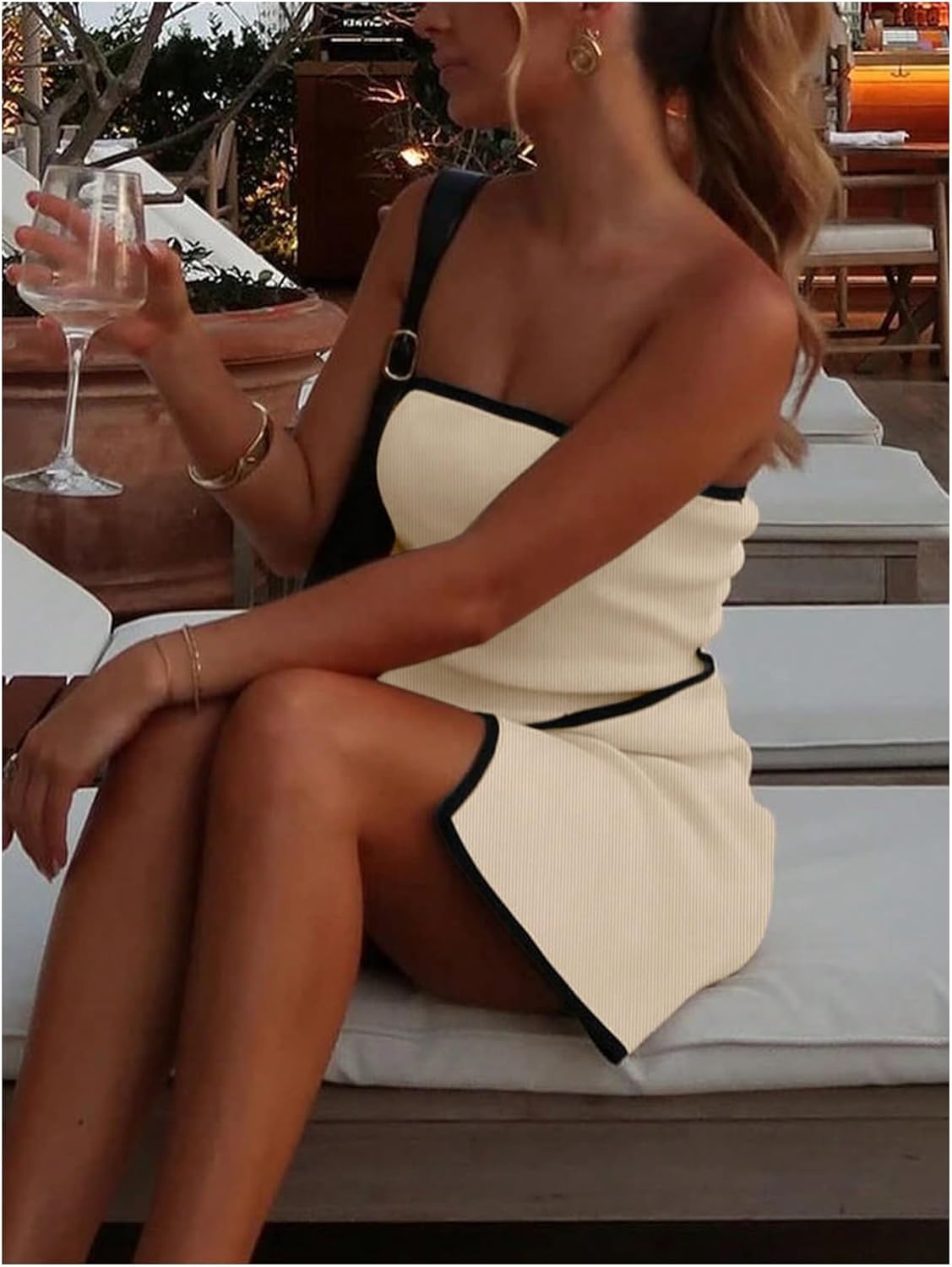 SOLY HUX Women's Bow Tie Wrap Tube Dress Strapless Bodycon Mini Knit Evening Party Dresses - Image 2