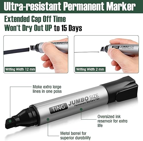 Miniatura 3 de Cholemy 40 marcadores permanentes jumbo a granel con punta de cincel grande, marcadores permanentes de secado rápido para suministros de profesores