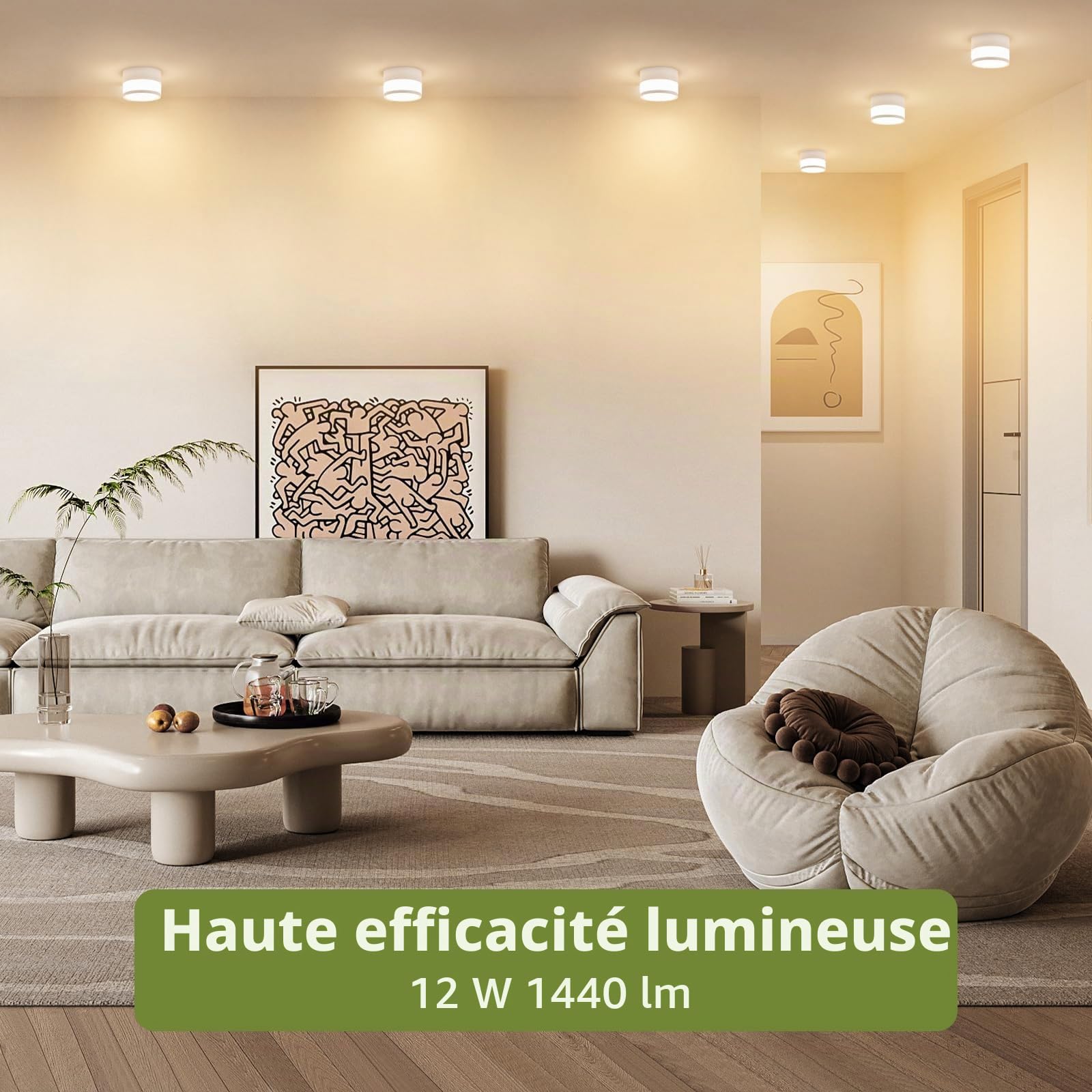 GeyouLux Spot LED Saillie IP65 4000K Spot Plafonnier Ø109*70mm 2PCS Blanc | 12W 1320LM Projecteur Saillie Luminaire Plafonnier Ronde Blanche Neutre pour Salle de Bain Couloir Salon