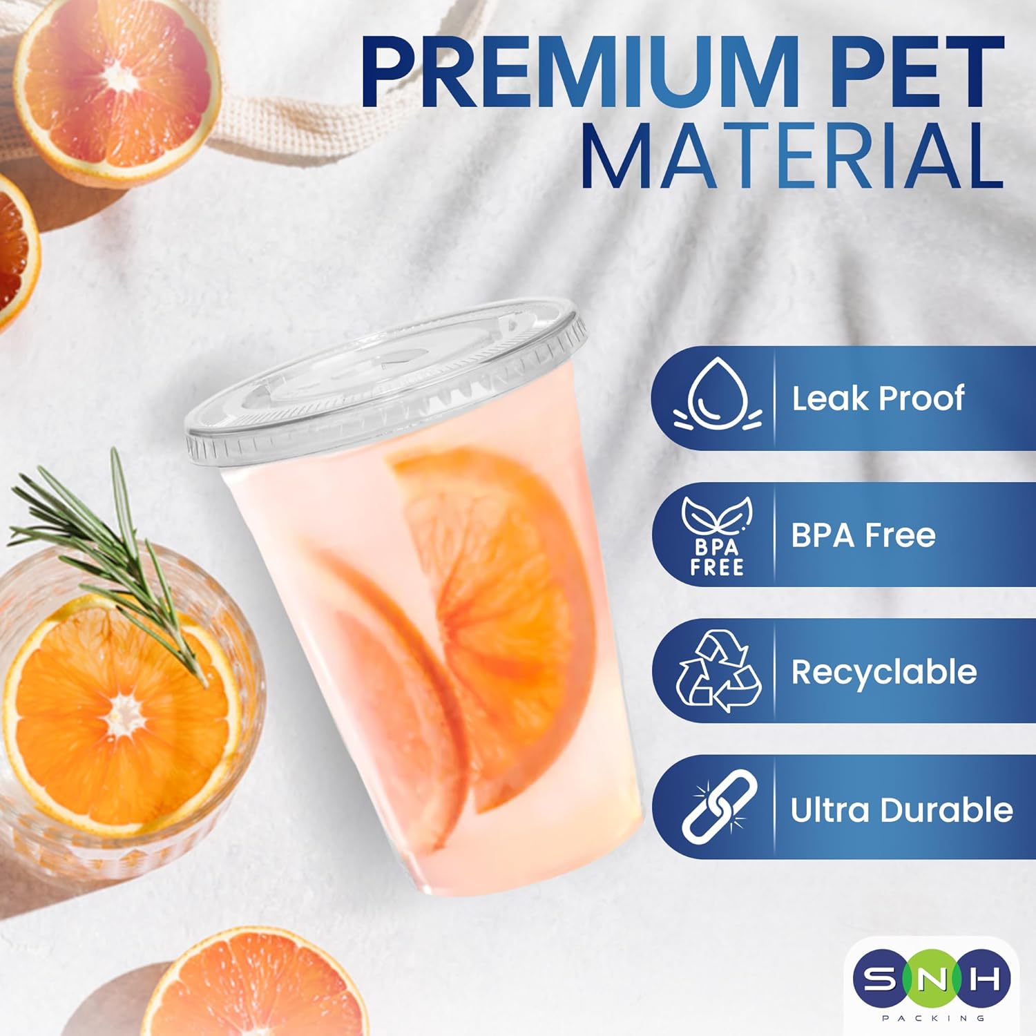 SNH Packing 100-Pack 16 oz Clear Plastic Cups with Straw Slot Flat Lids - Sturdy Disposable Cups for Iced Coffee, Smoothies, Cold Beverages, Milkshakes, To-Go Drinks - BPA-Free & Leak-Resistant - Image 4