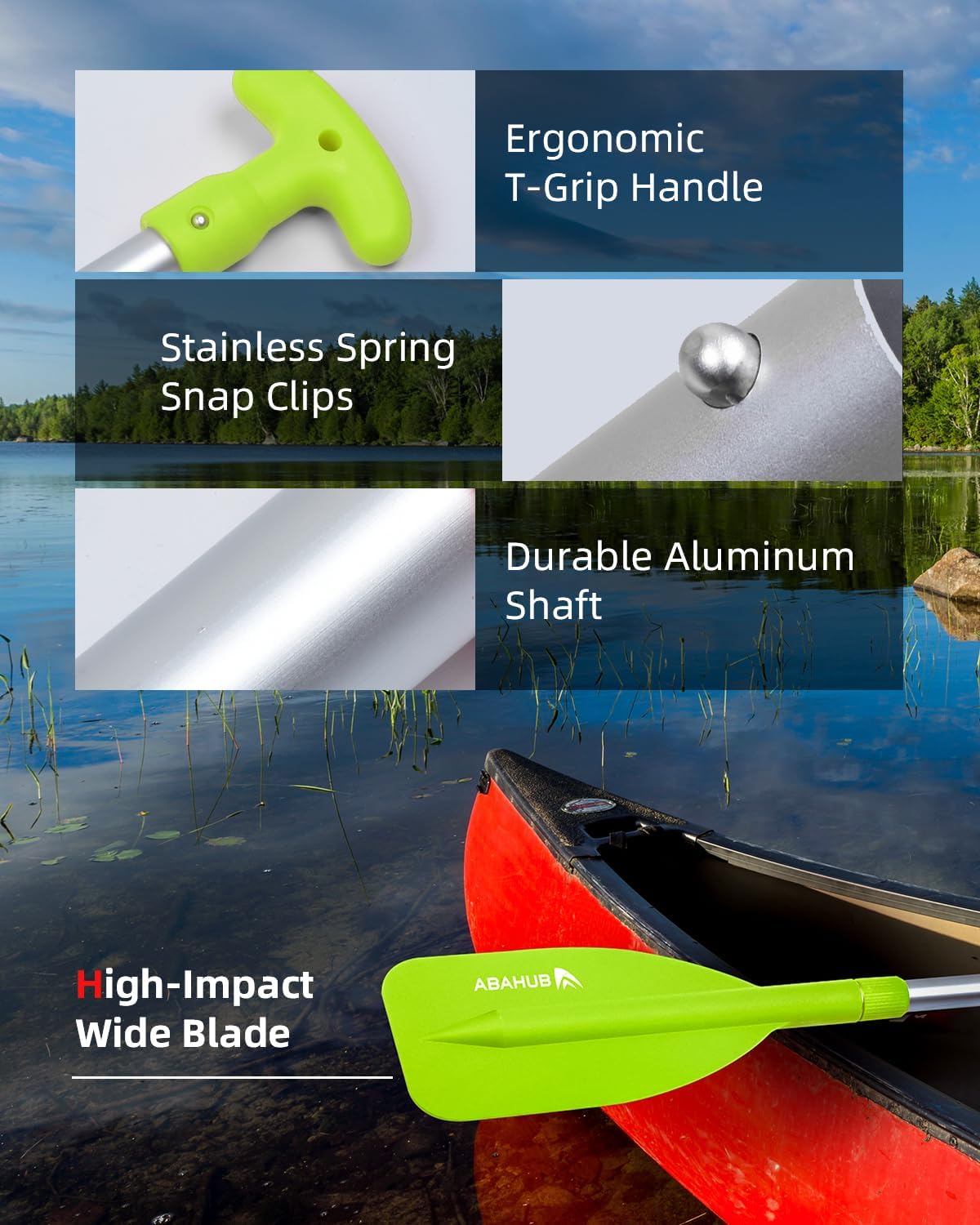 Abahub Premium 21''-42'' Emergency Telescoping Paddle Aluminium Shaft for Canoeing Boating Kayaing Blue Lightweight Oars