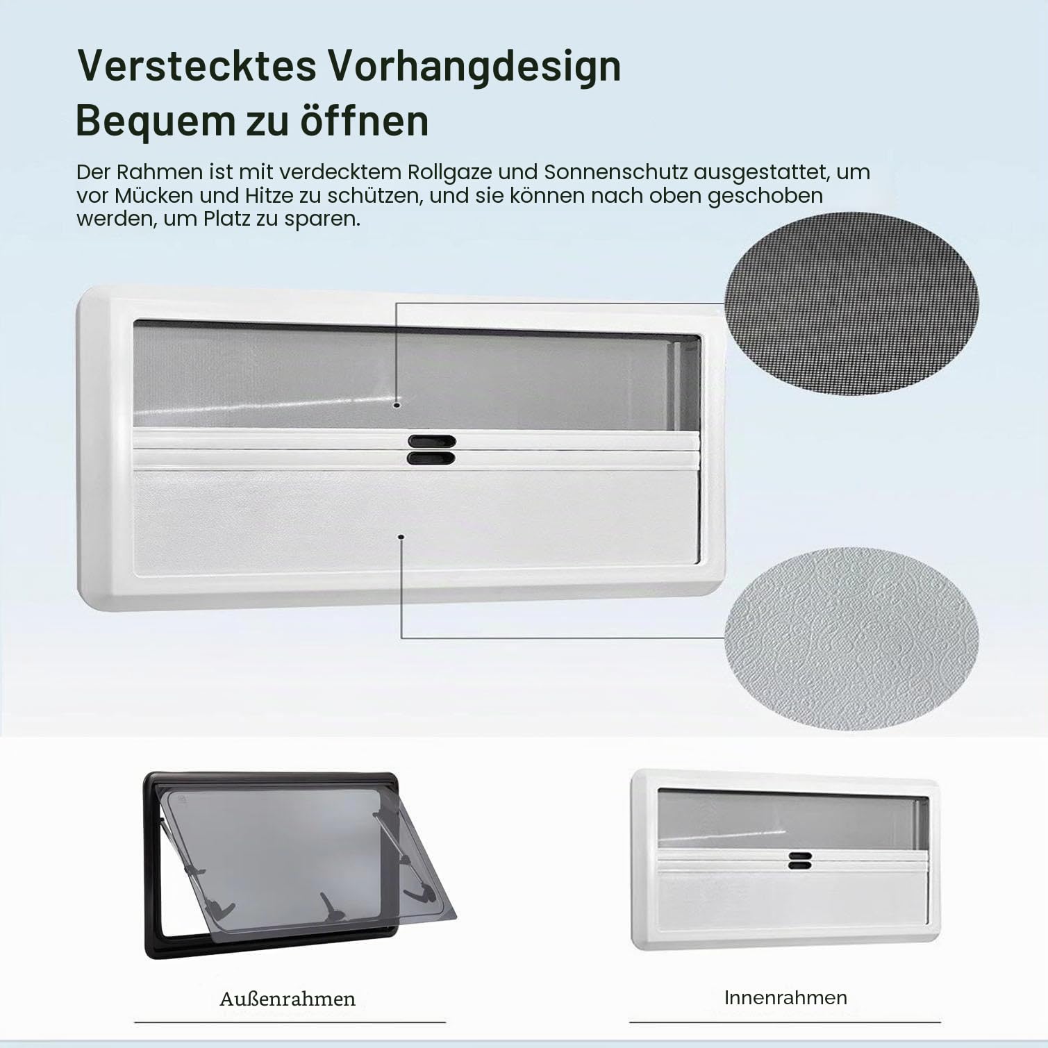 Caravan Seitenfenster, Wohnwagen Fenster, Push Fenster mit Fliegengitter, Ausstellfenster für RV Wohnwagen Fahrzeugen, Wohnwagen, Wohnmobile, Camper,1000 x 500mm