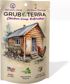 GrubTerra Chicken Coop Odor Eliminator, Coop Refresher & Litter Deodorizer Zero Odor Neutralizer for Chicken Bedding, Sand, Nesting Pads & Runs - Rosemary & Thyme Scent