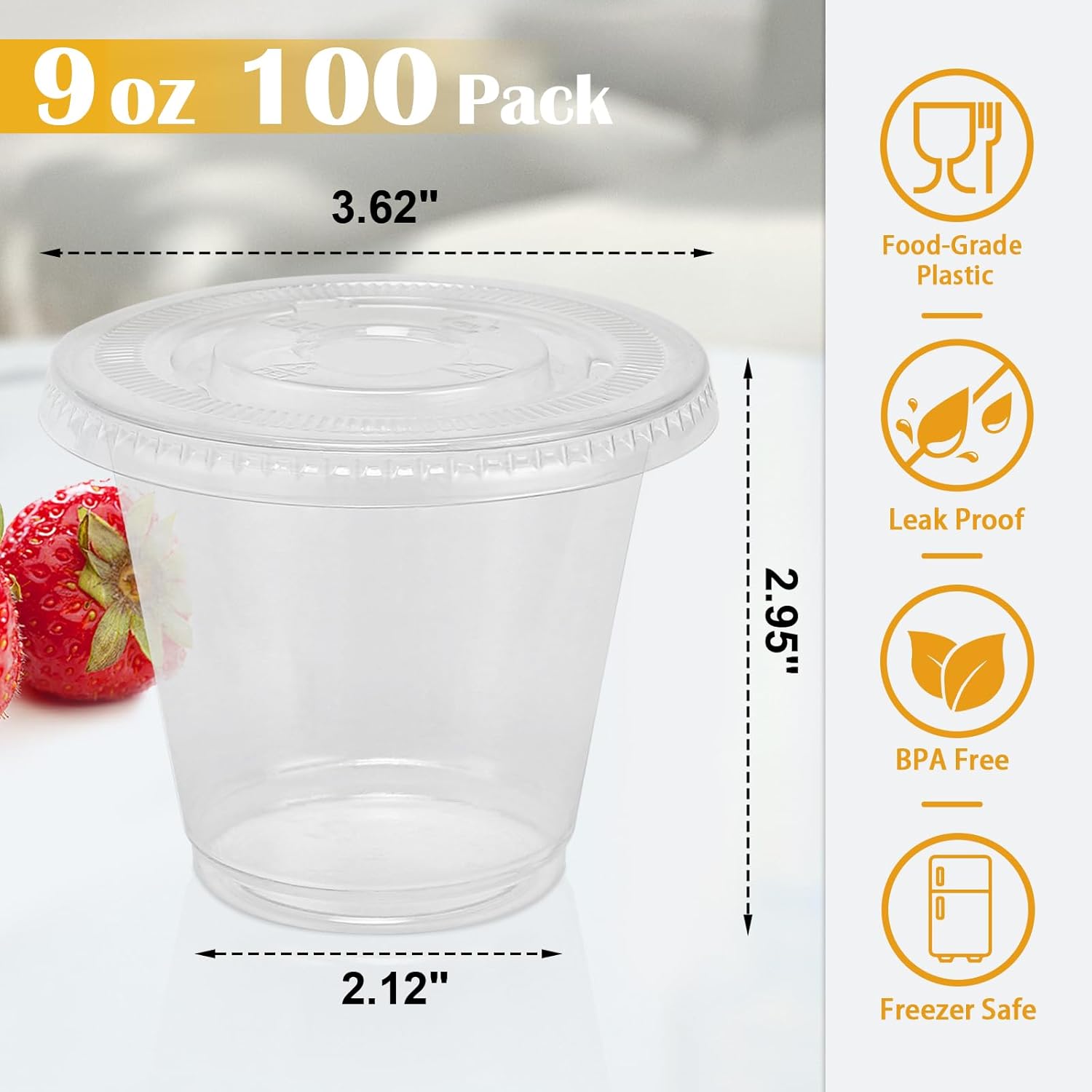 Losi Clear Plastic Cups with Lids, Disposable Cups with Flat Lids No